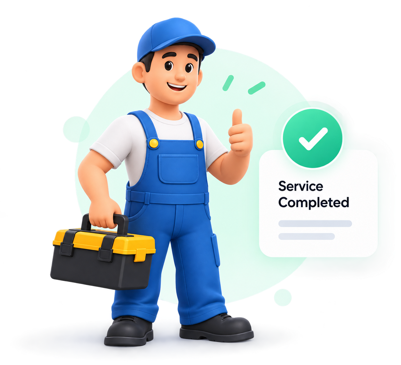 Professional arriving and completing the service